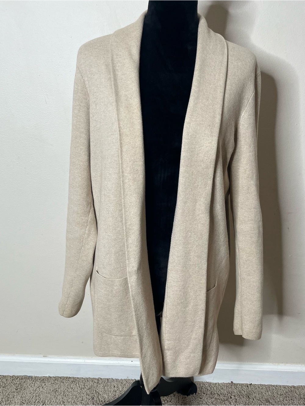 J. Crew Women's Open-Front Cream Cotton Knit Cardigan Sweater Sz M